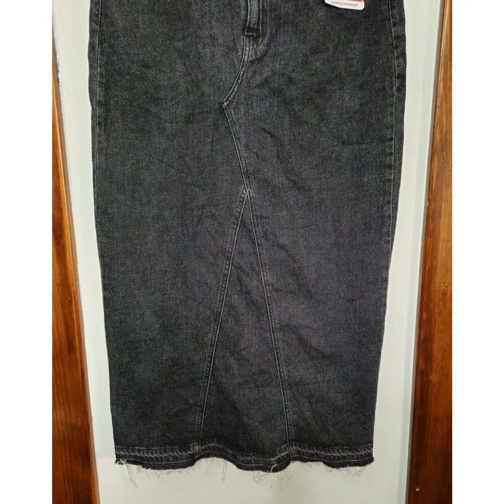 NWT Levi Strauss Signature Denim Maxi Skirt Mid Rise Stretch Charcoal Sz 10 - Picture 5 of 12